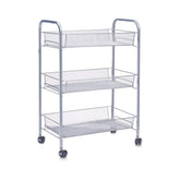 Hectarul - Raft cu roti argintiu din plasa metalica, 43,5 x 26 x 62,5 cm, Mesh trolley Zeller